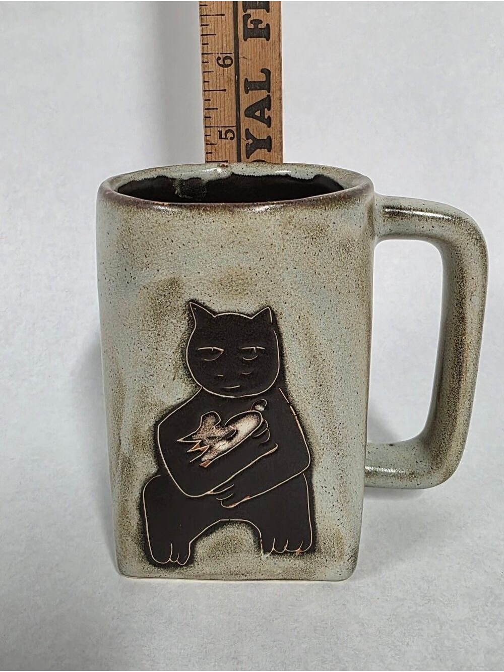 Vintage Mara Stoneware Handcrafted Cat Mug, Signed, Mexican Pottery Design - Picture 7 of 8